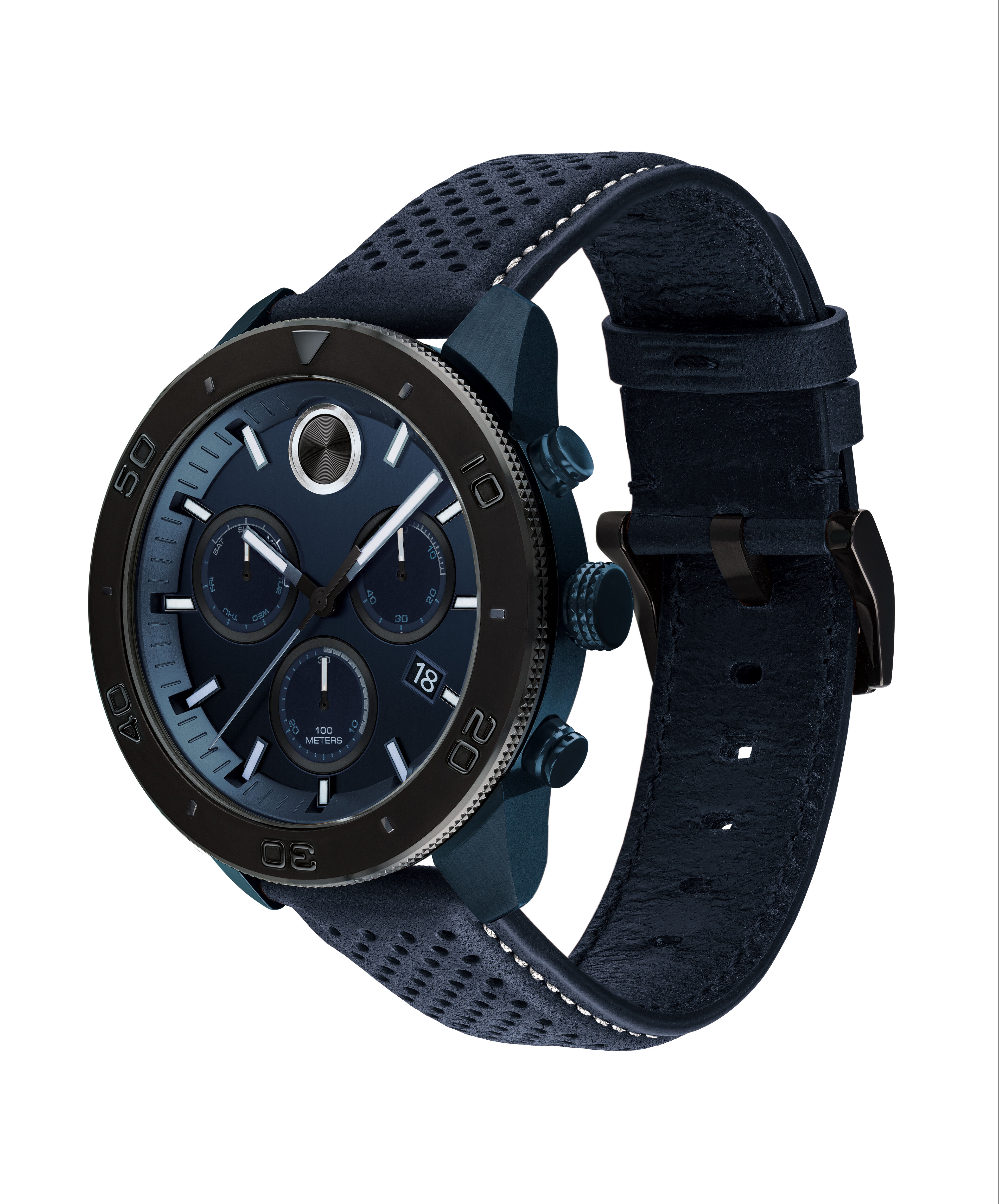 Movado Bold Evolution Blue Chronograph Dial Blue Ion-Plated Stainless Steel Men's Watch 3600683
