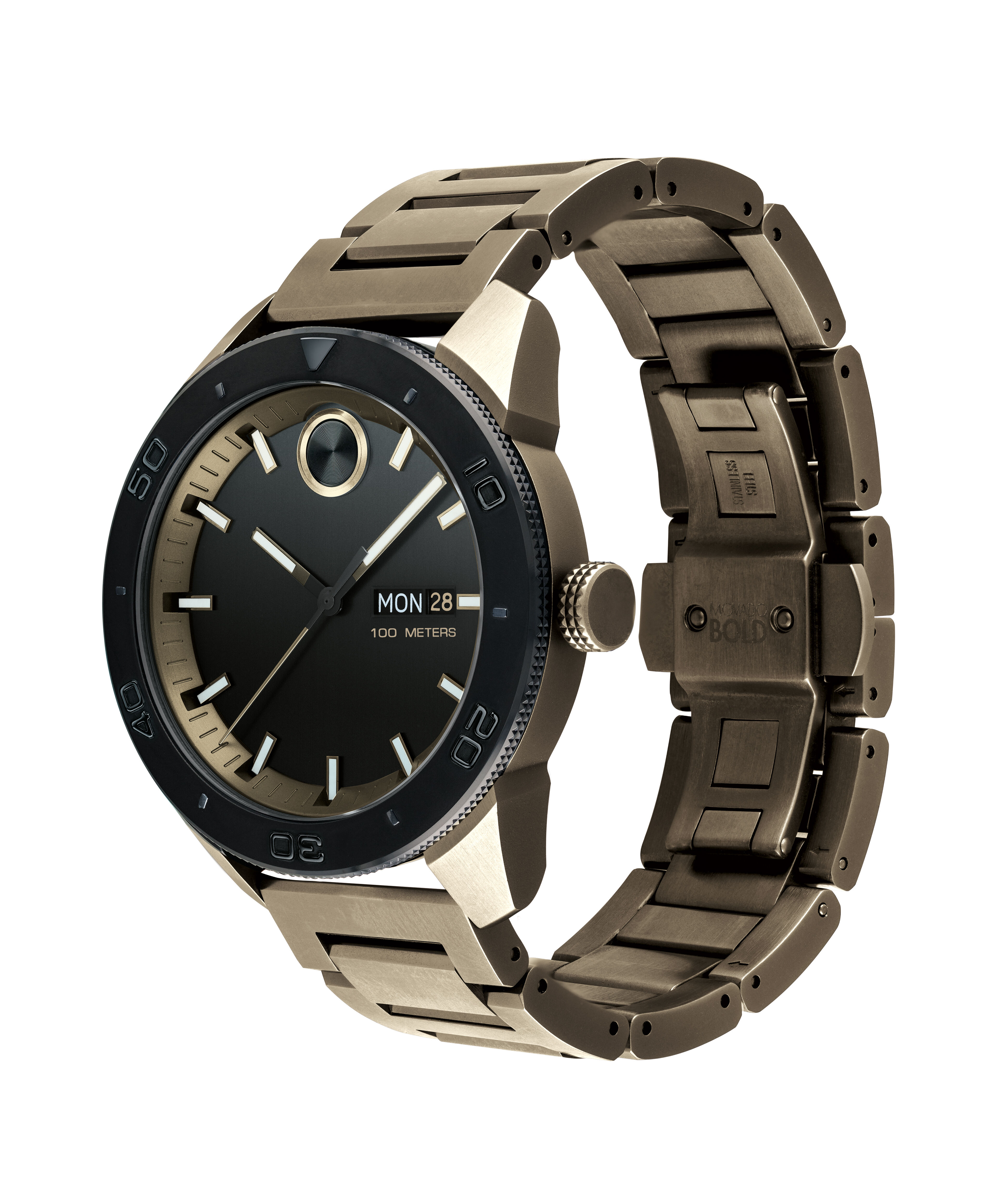 Movado Bold Verso Black Dial Leather Strap Men's Watch 3600696