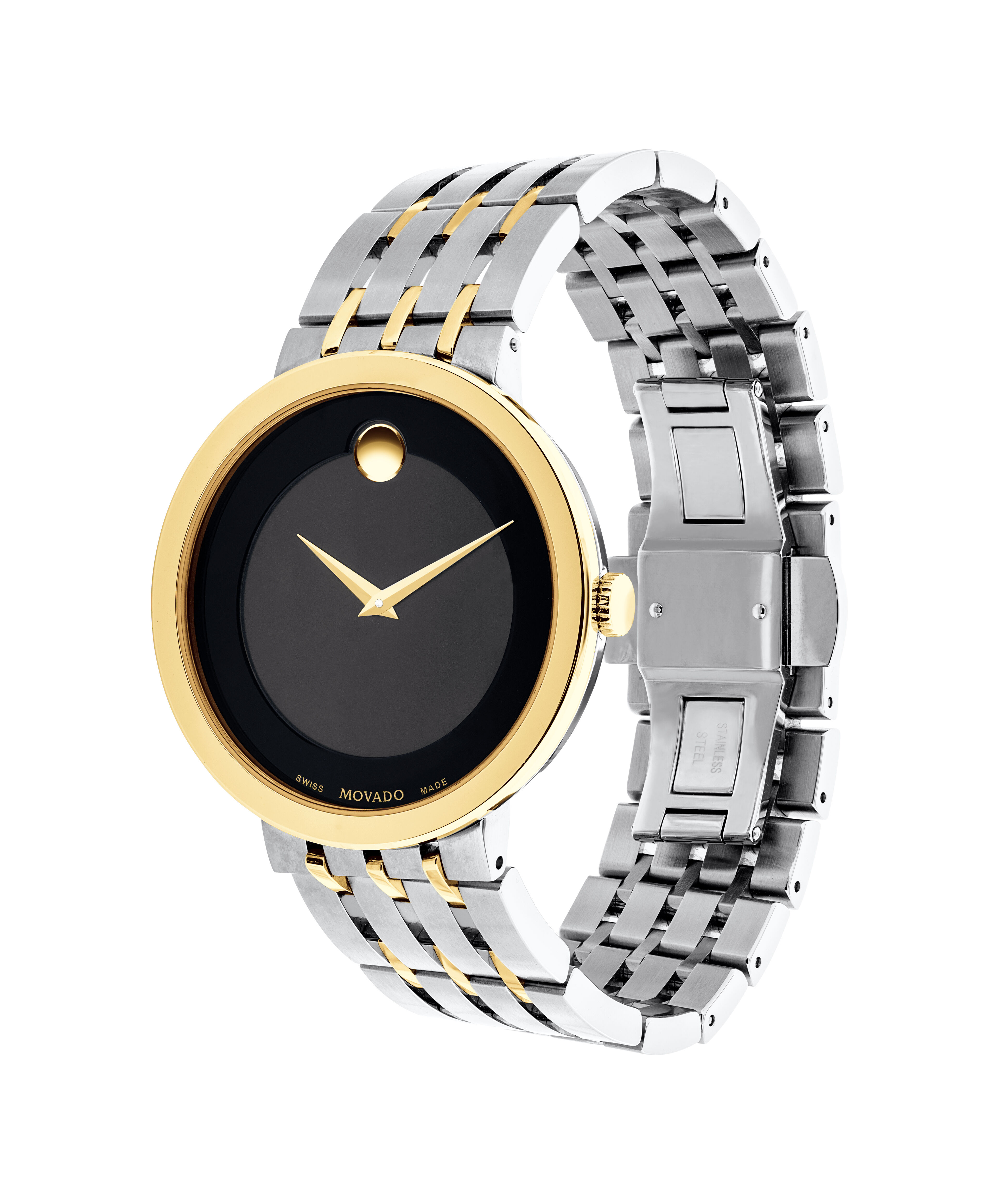Movado Amorosa Ladies Diamond Watch - Gold Black Dial