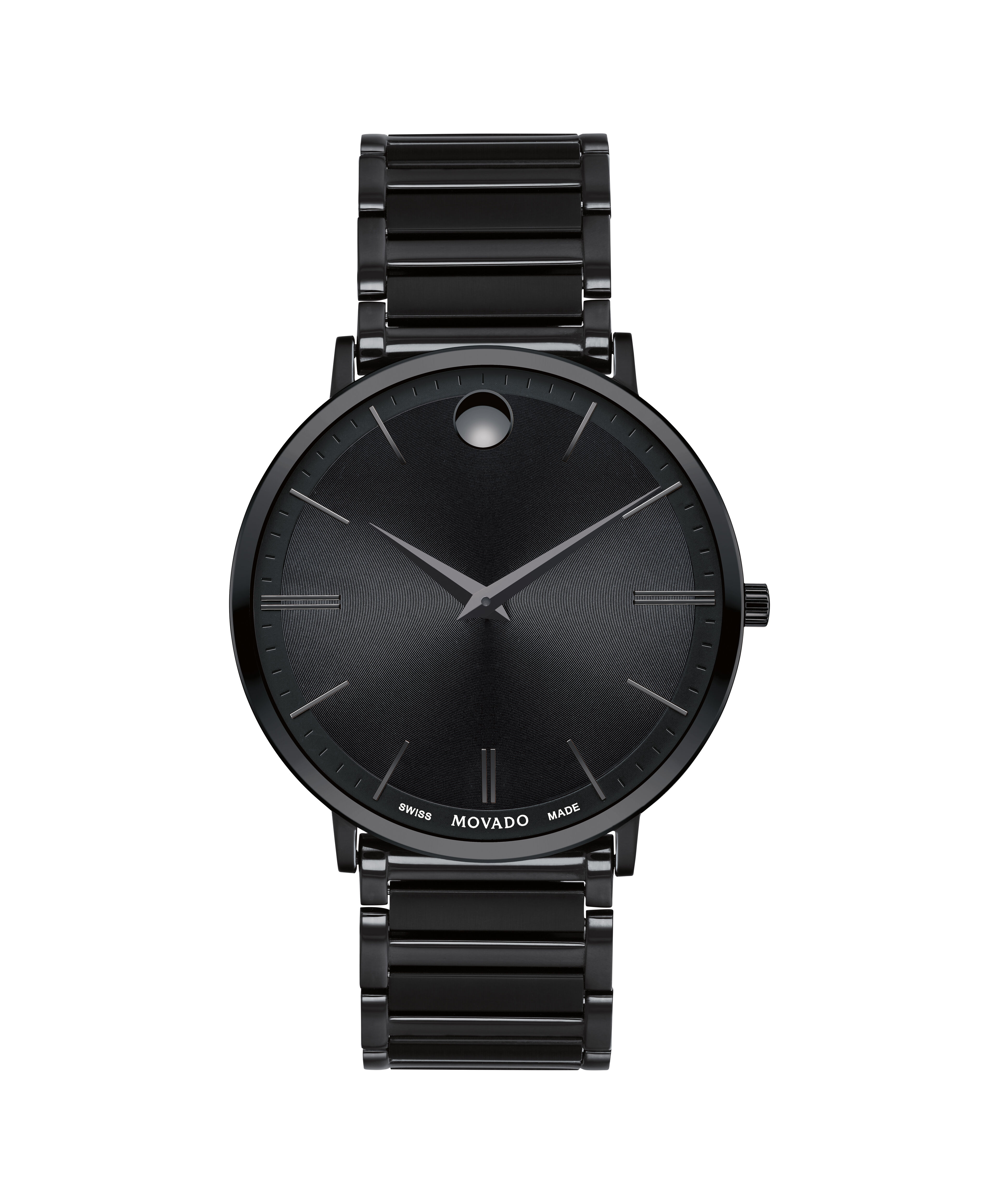 Movado Masino Black Dial Stainless Steel Men's Watch