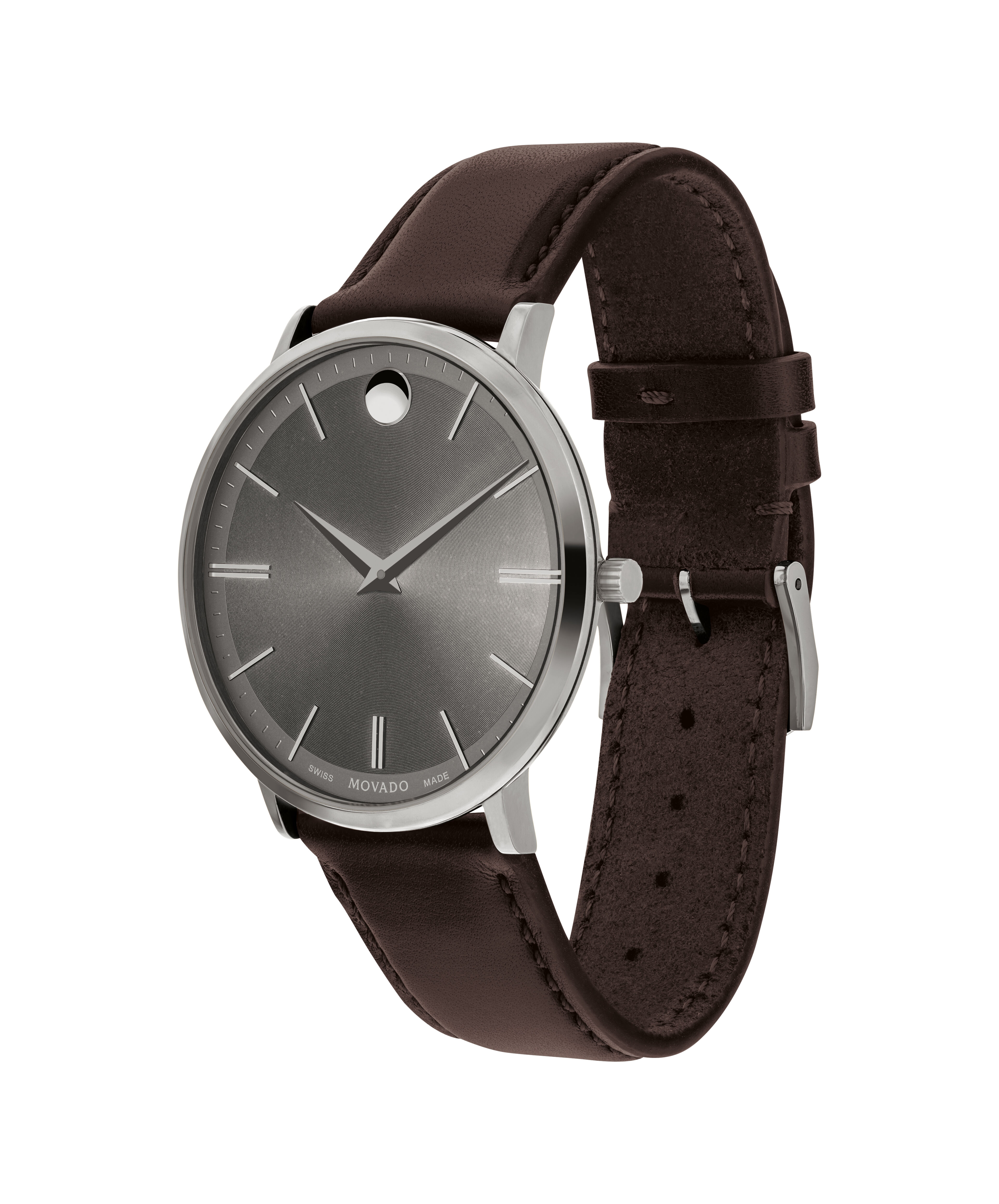 Movado two-tone stainless steel case with diamonds black museum dial stainless steel bangle