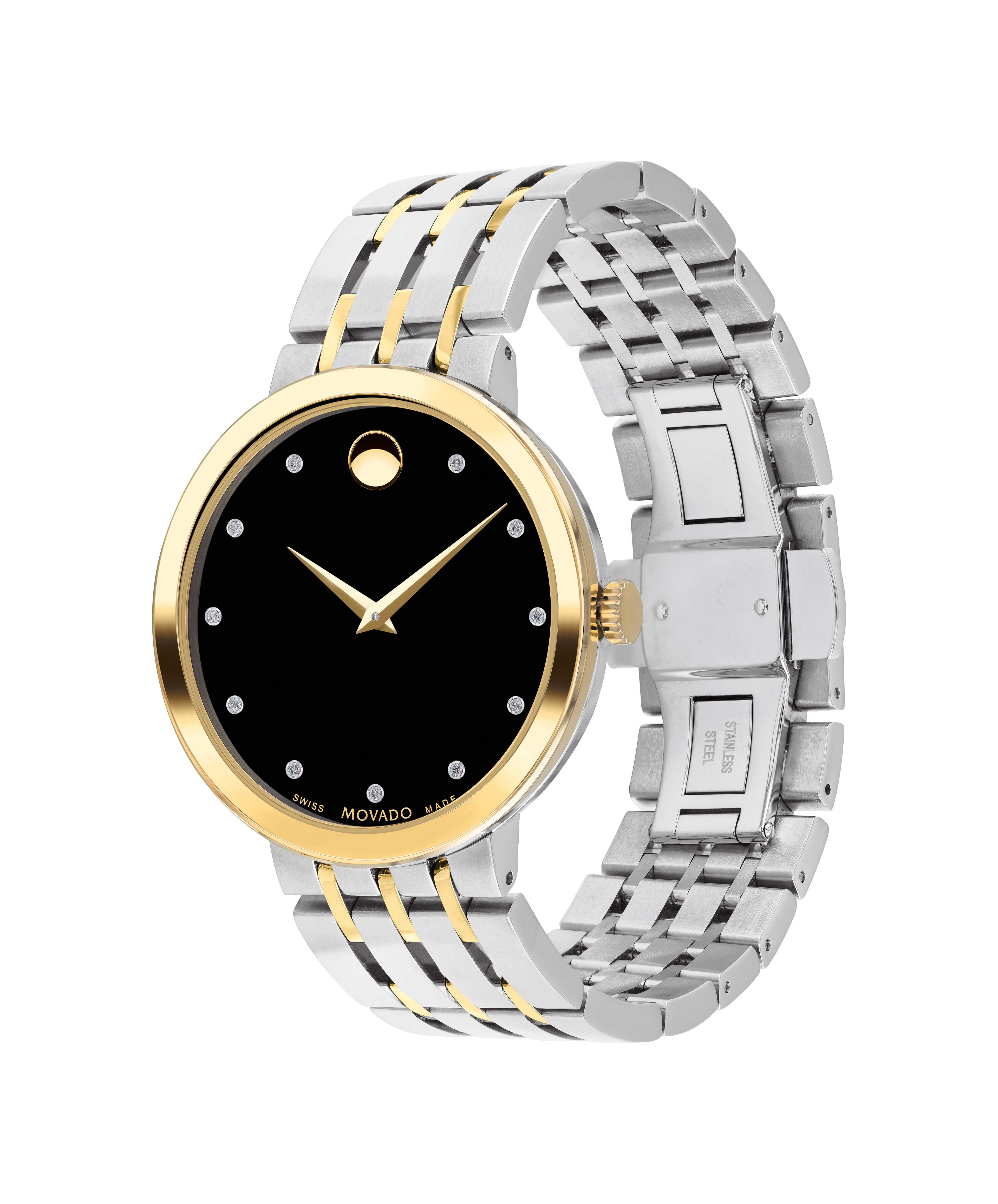 Movado Museum Watch Women's Watch Steel Gold Plated Top Condition 34mm 87.45.662