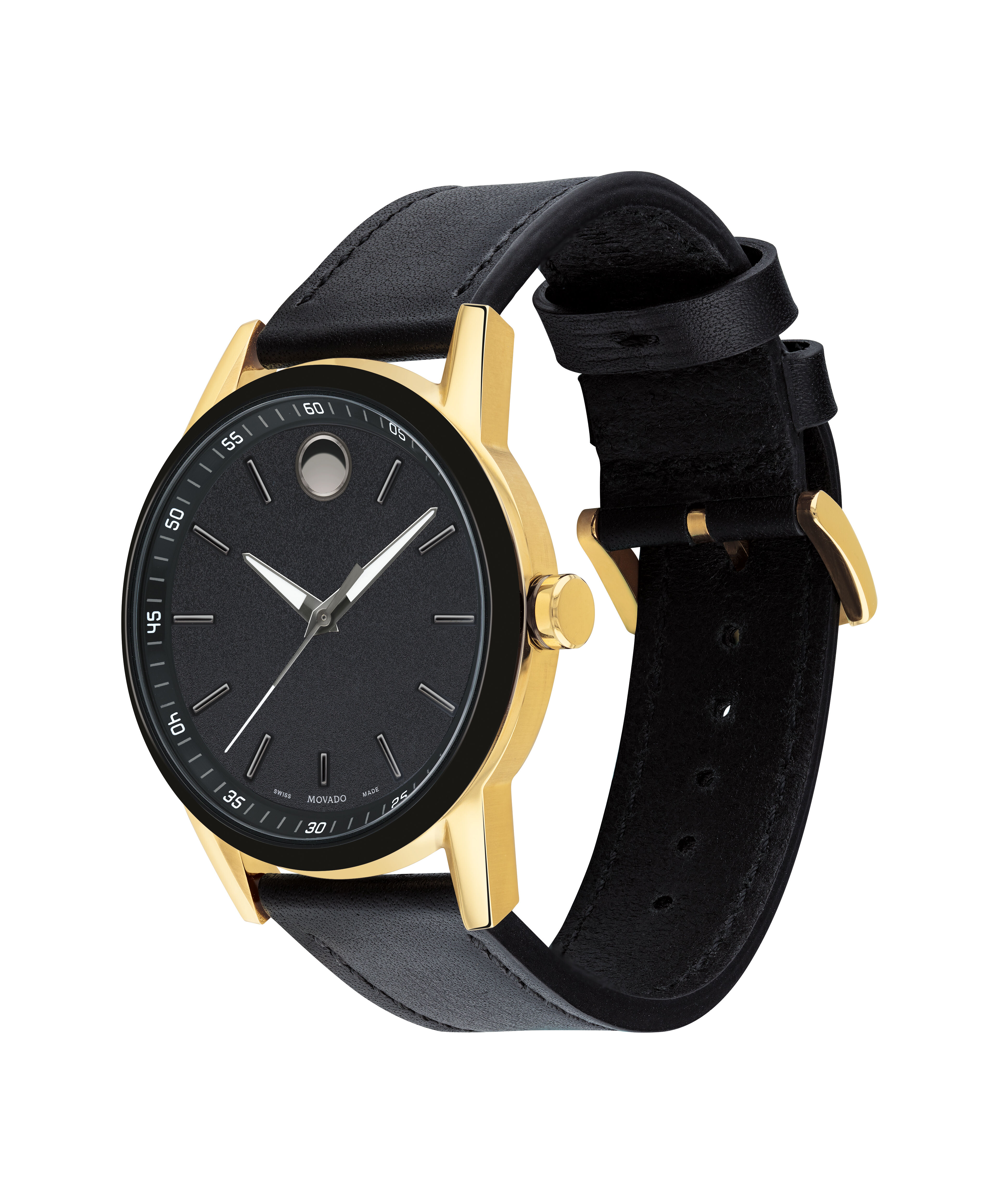 Movado Series 800 Black Dial Yellow Gold PVD Men's Watch