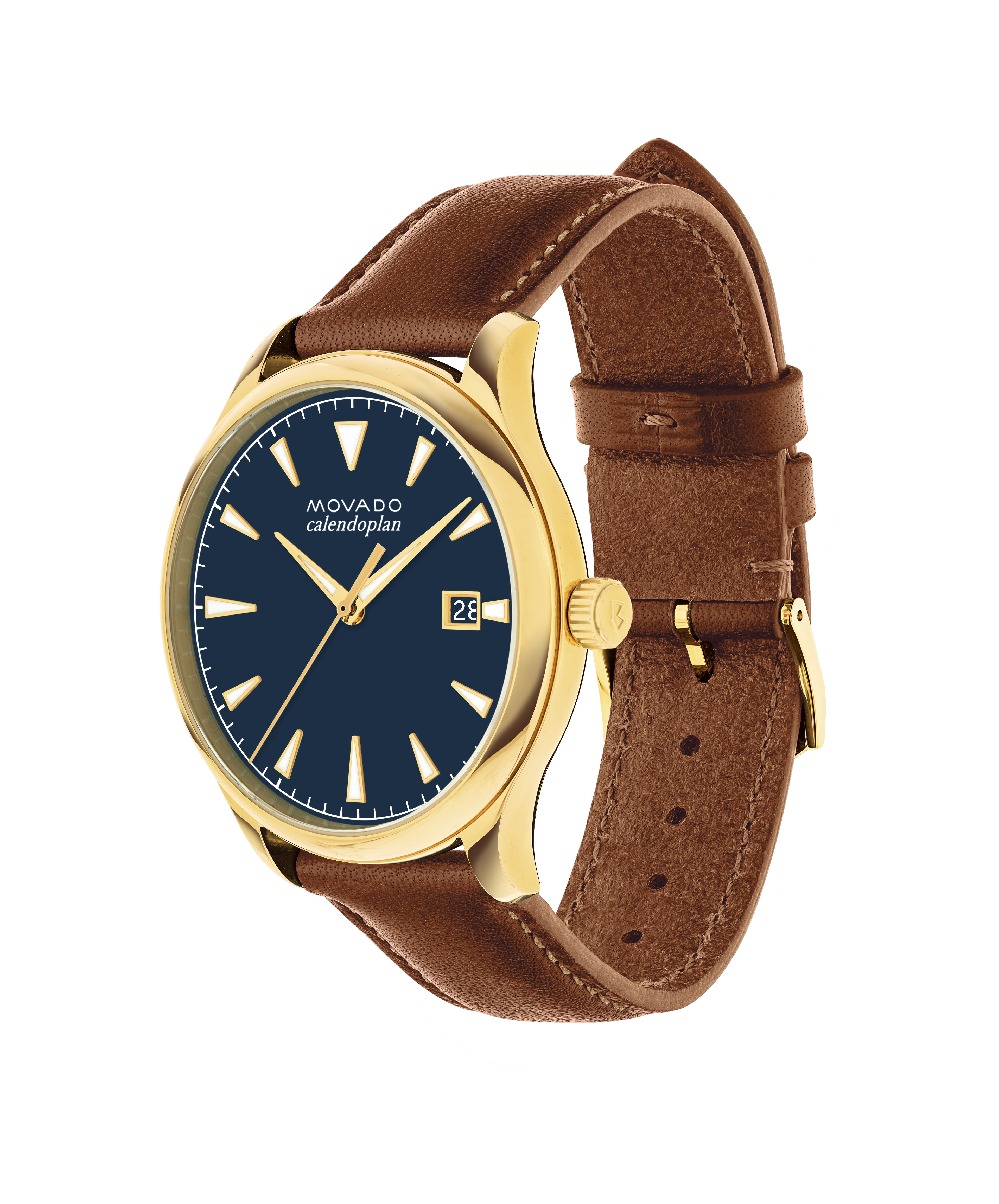 Movado Chronometre 1231 18k Yellow Gold 34mm Leather Automatic Wrist Watch