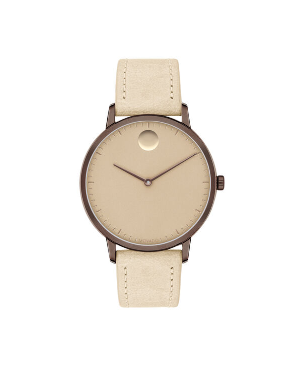 Movado Face | Bronze Stainless Steel Watch With Brown Leather Strap ...