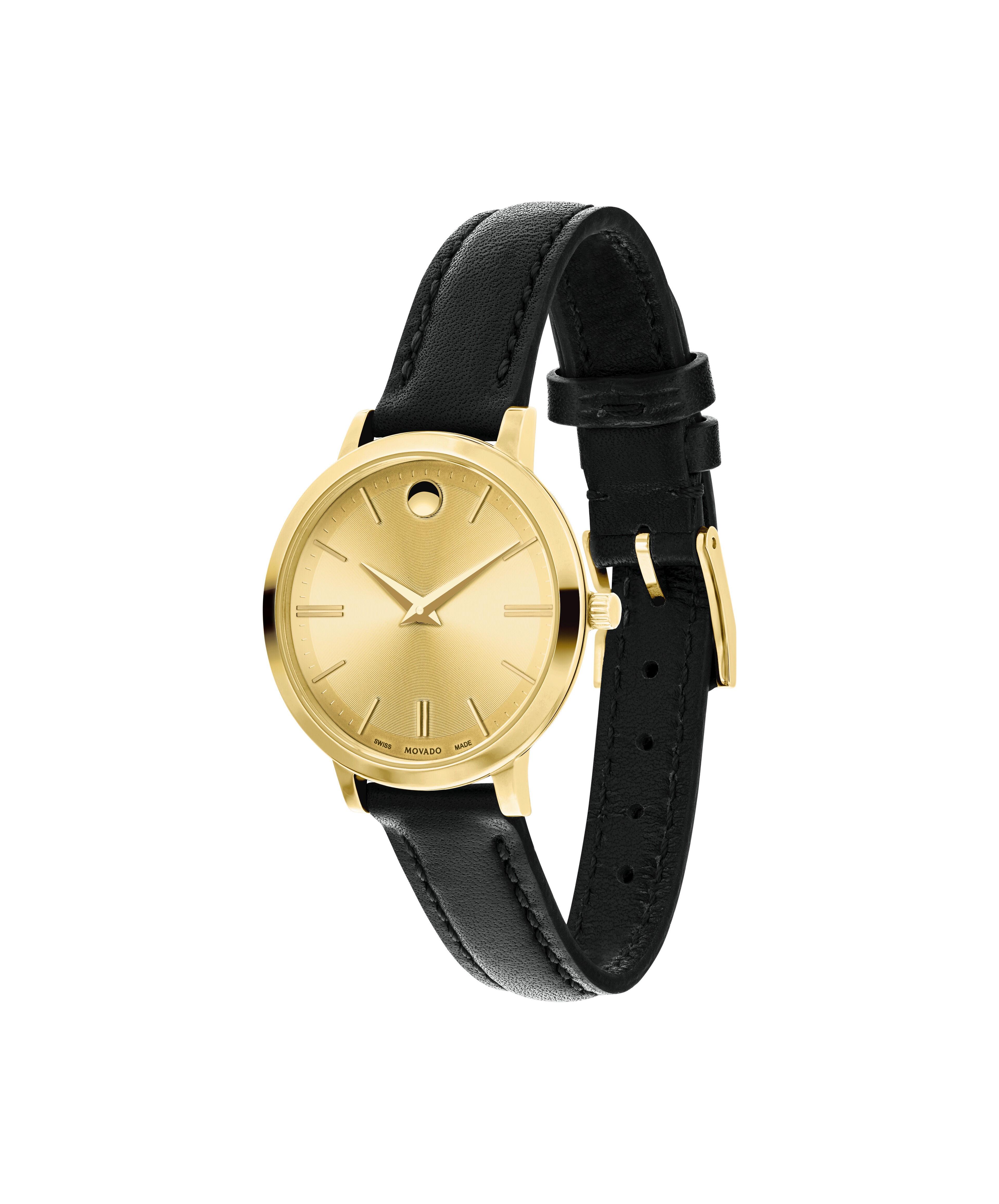 Movado Rava 0606084 25mm Gold Plated Stainless Steel Black Dial Women's WatchMovado 1960's Vintage Movado Kingmatic Sub Sea Stainless Steel Watch (# 12201)