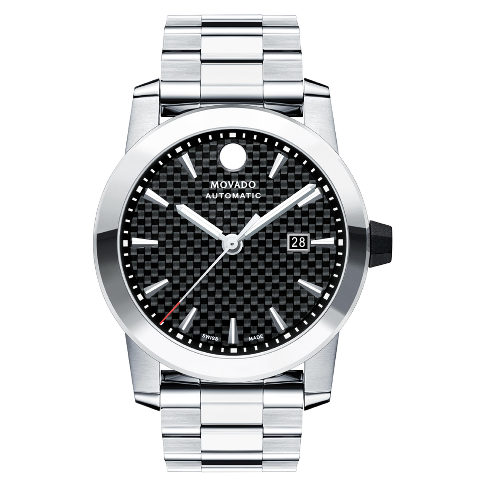 Movado | Vizio Men's Automatic stainless steel watch and black dial,  featuring Swiss Super-LumiNova