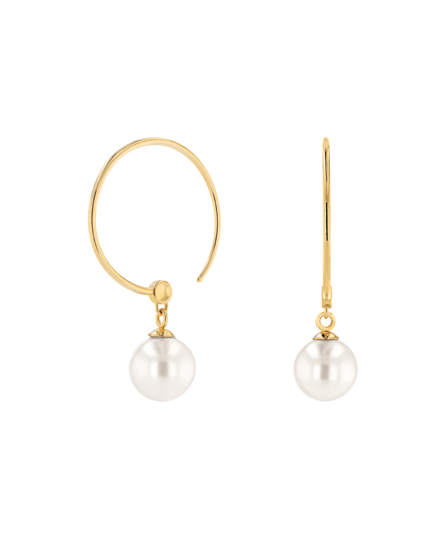 Sterling Silver Freshwater Pearl Hoop Earrings in 14kt Gold or Rose Gold Fill 