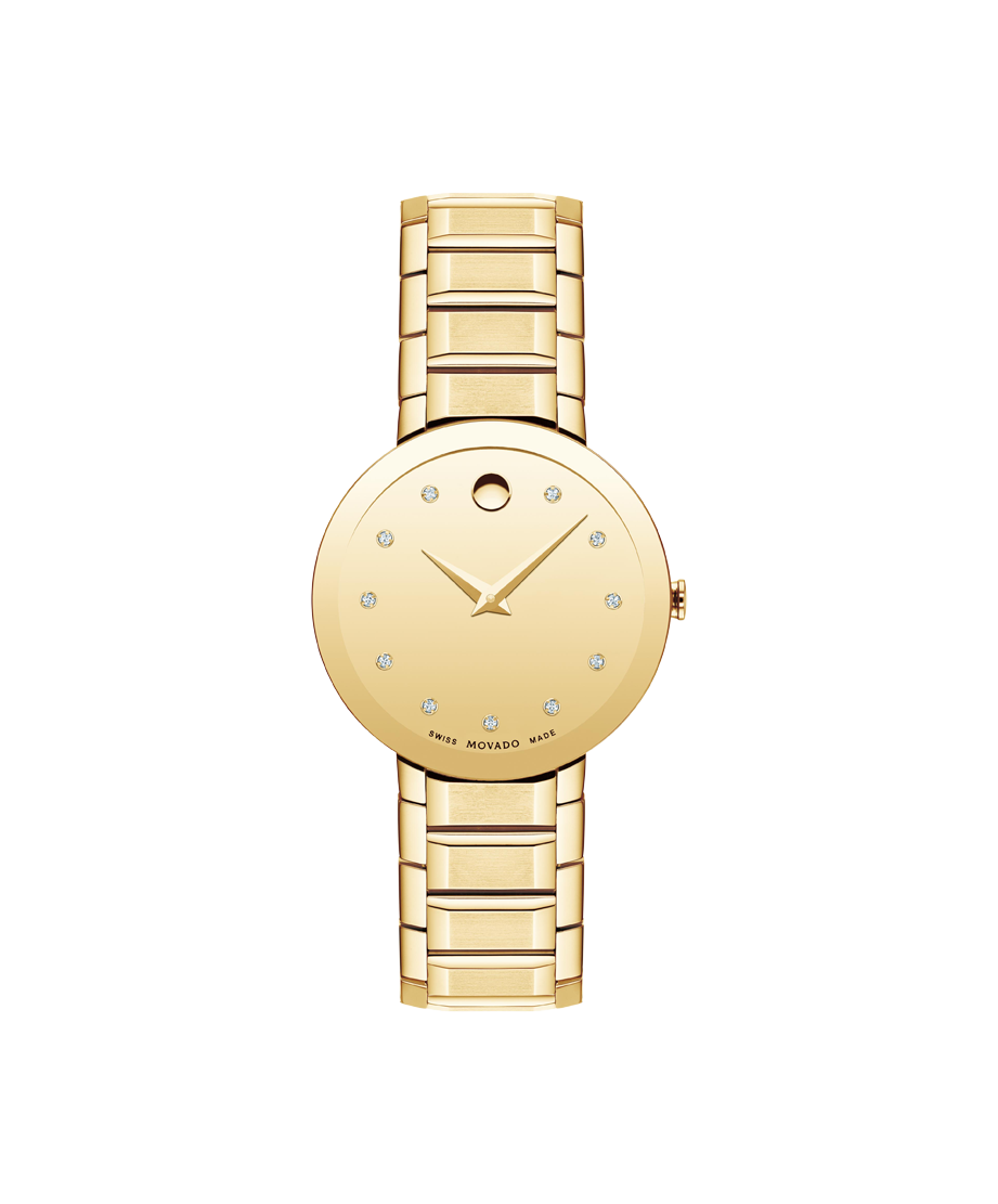 Details about   Ladies Movado CONTINUOUS Partial Band Model 87.A1.821 Gold Tone 15mm 87 A1 821 
