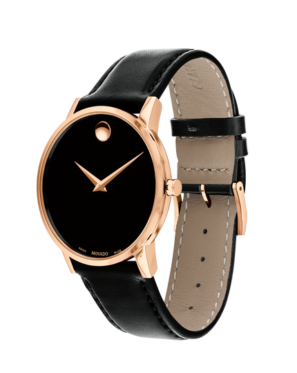 Movado | Museum Classic Men's Rose Gold PVD Watch With Black Strap