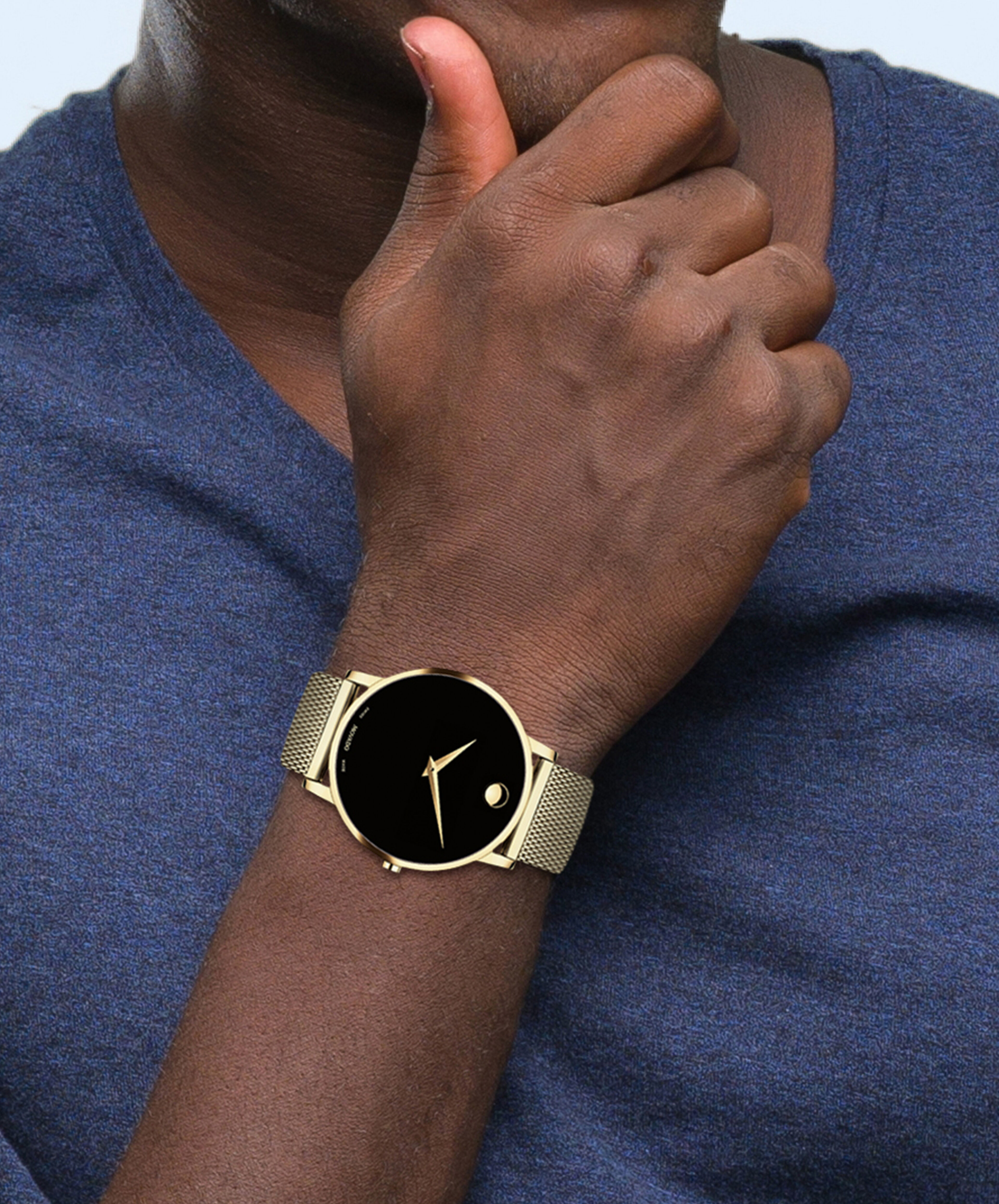Movado | Museum Classic gold watch with black dial, gold accents 