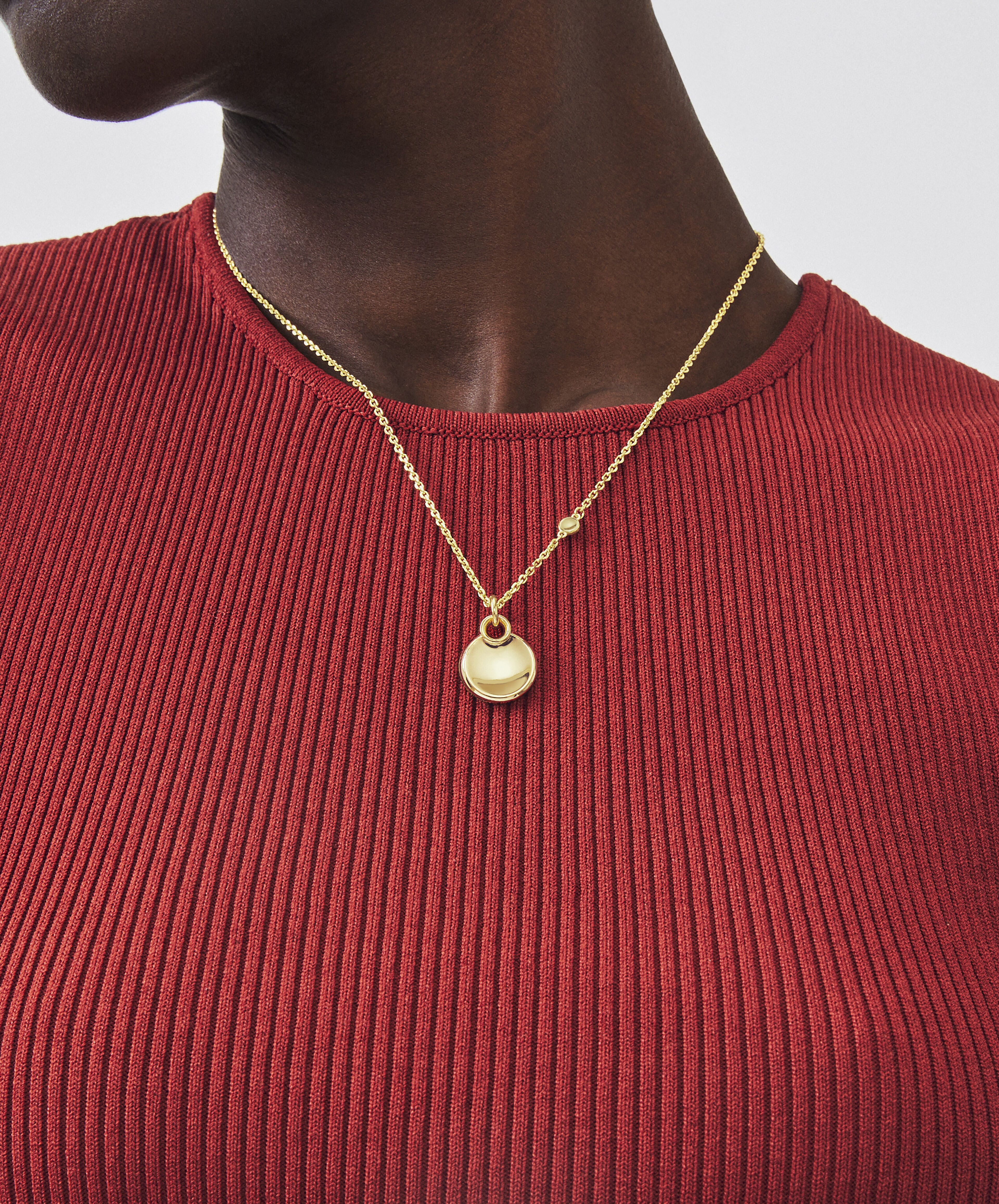 Moon & Meadow 14K Yellow Gold Disc Pendant Necklace, 17