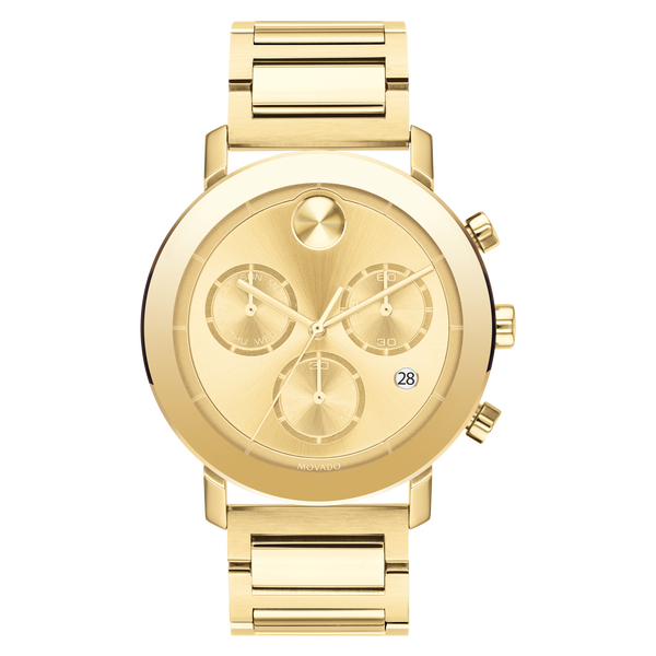 Movado | Movado BOLD Evolution gold chronograph watch, dial and bracelet