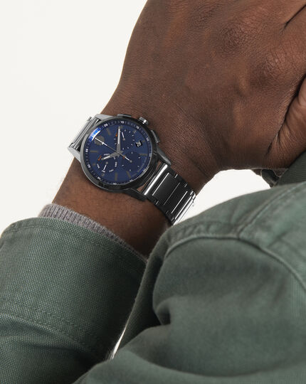 bracelet | watch dial Museum Sport gunmetal with blue and Movado