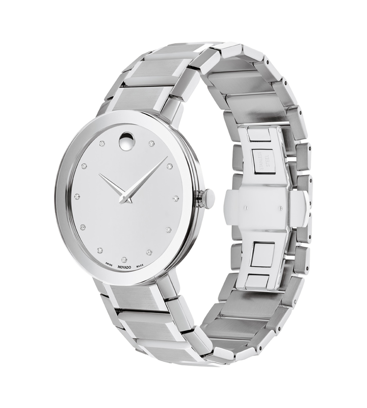 Movado | Sapphire Watch with stainless steel bracelet and silver mirror ...