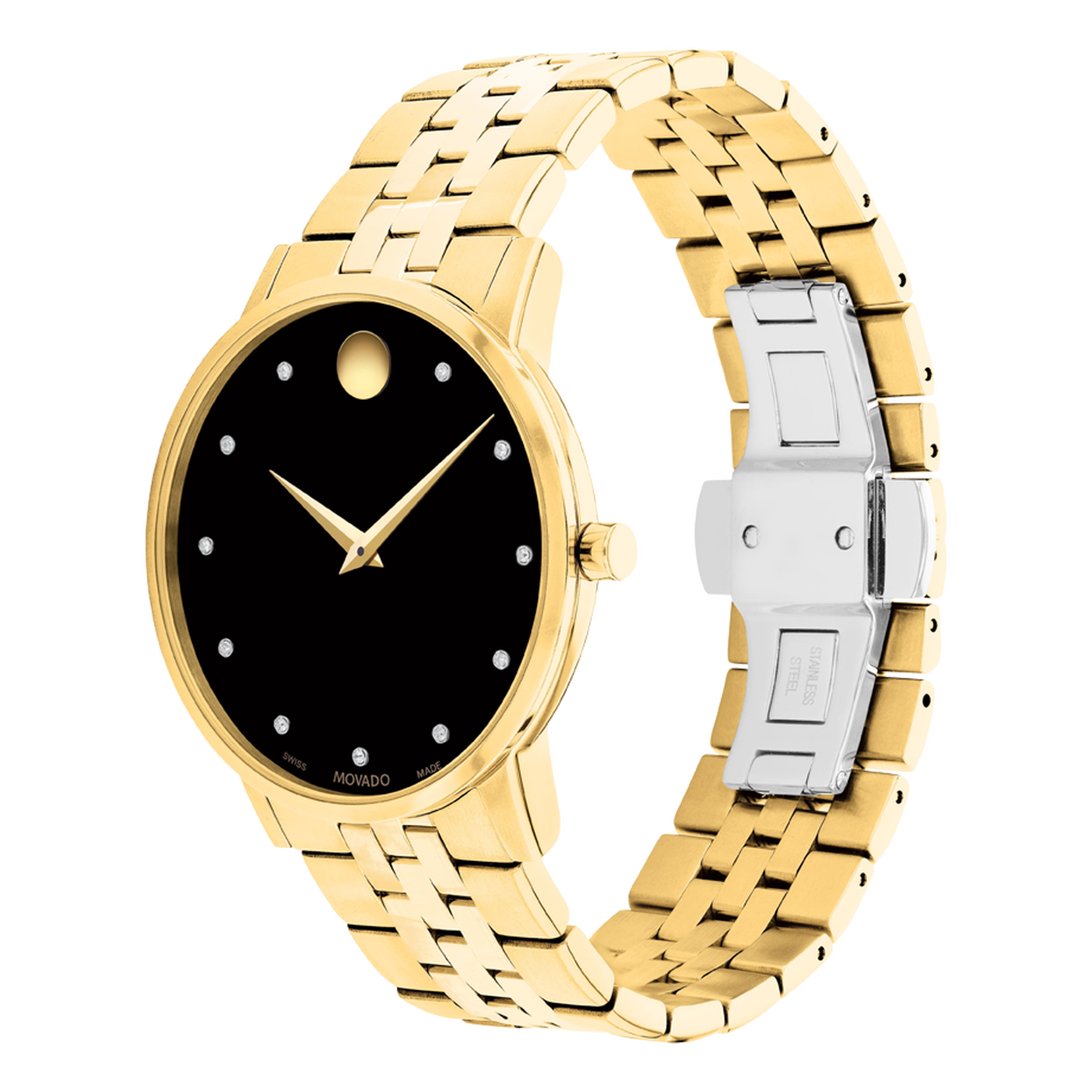 Movado | Museum Classic watch with and gold bracelet dial black