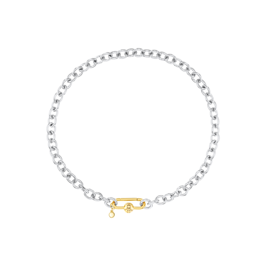 Movado | Sphere Lock Collection sterling silver chain necklace with 14K ...