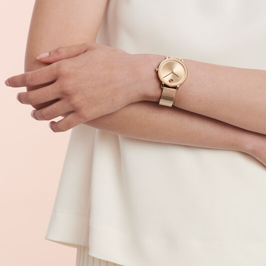 Movado Movado Bold Evolution Rose Gold Watch On A Mesh Bracelet