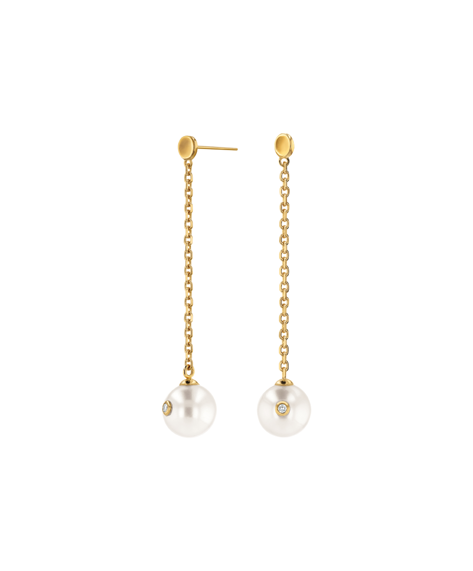 9ct gold pearl drop earrings