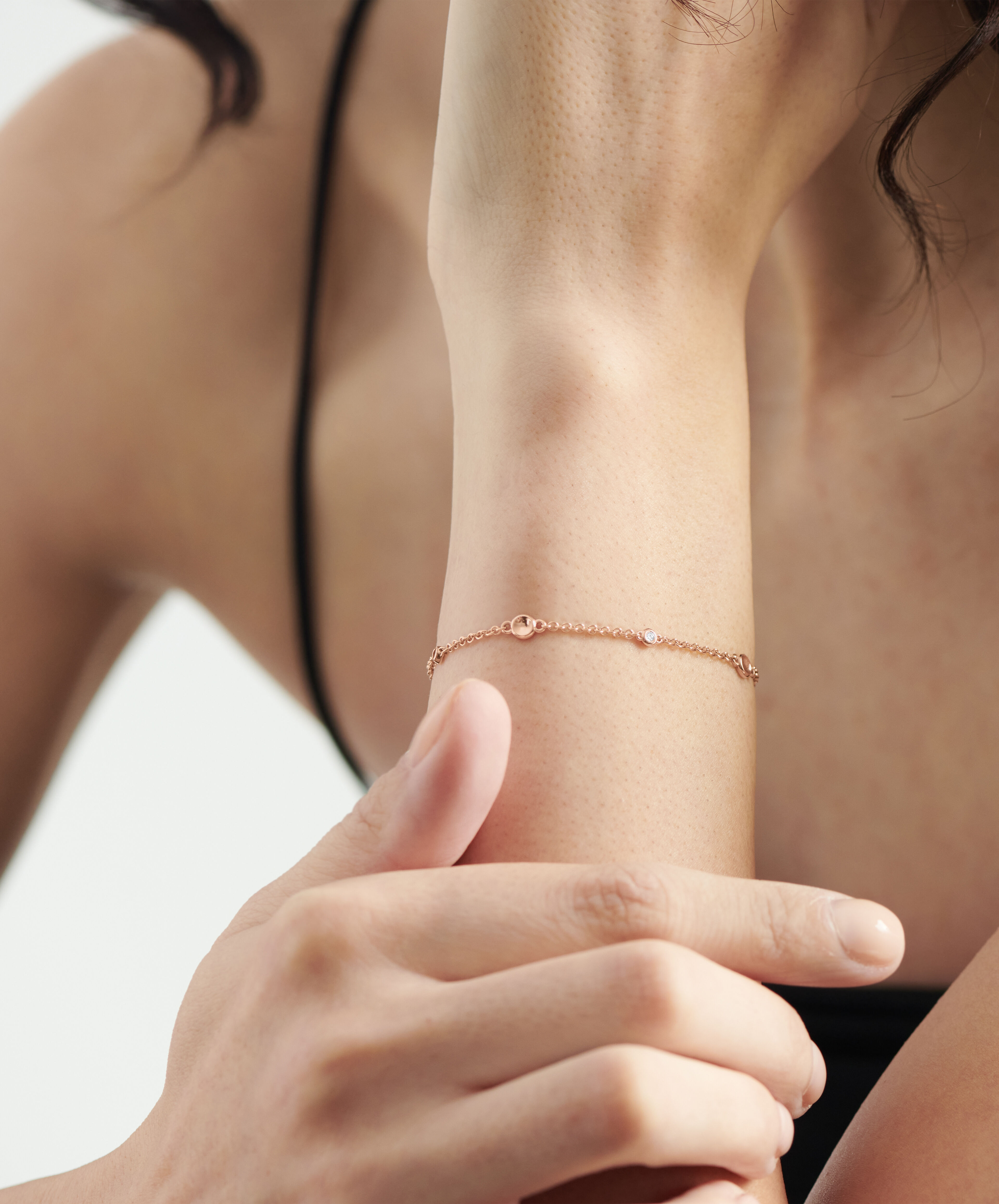 Redline jewelry - Mini Pure Fish chain bracelet pink gold fish and diamond  - Redline