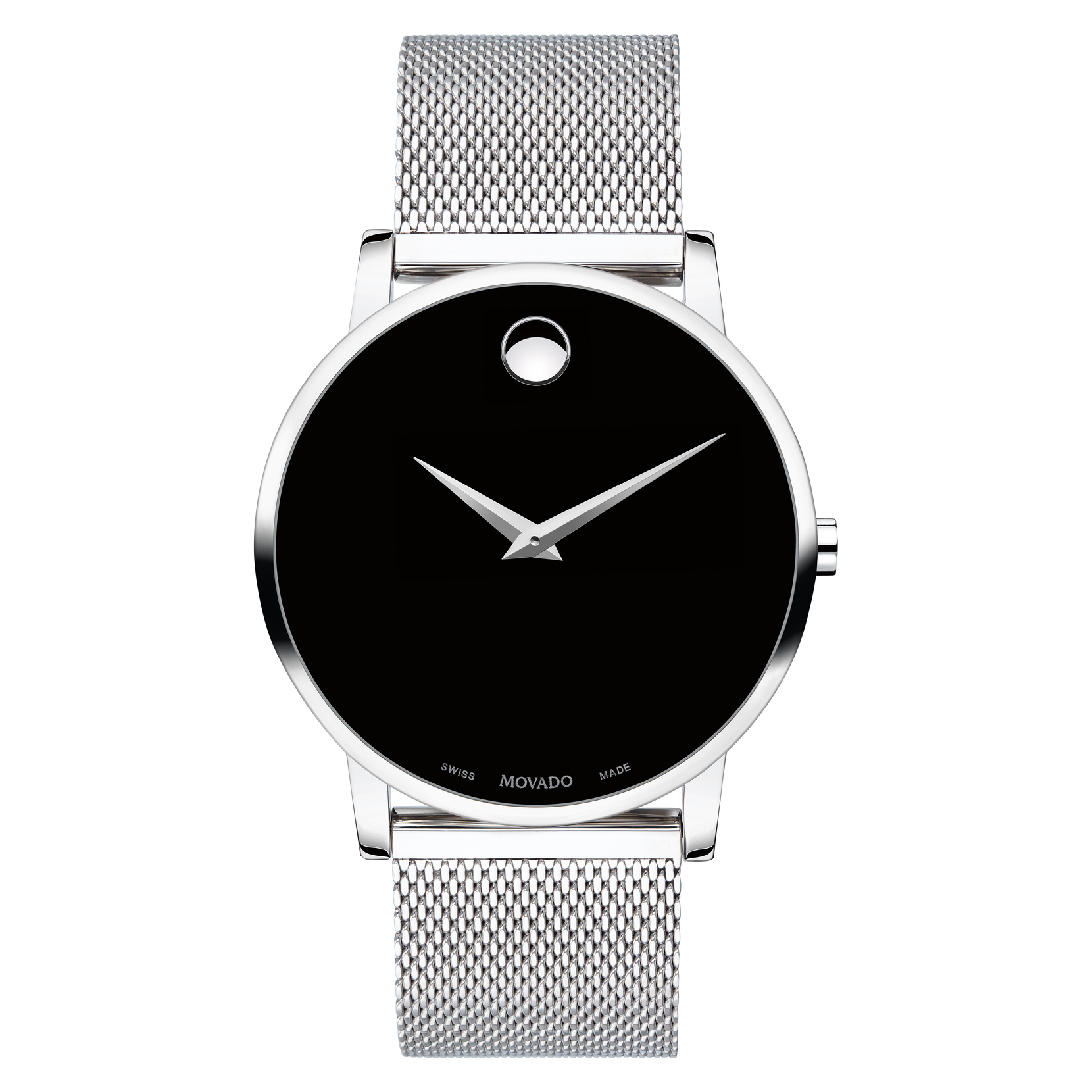Black With Steel | Classic Watch Men\'s Movado Museum Dial Stainless Mesh Bracelet