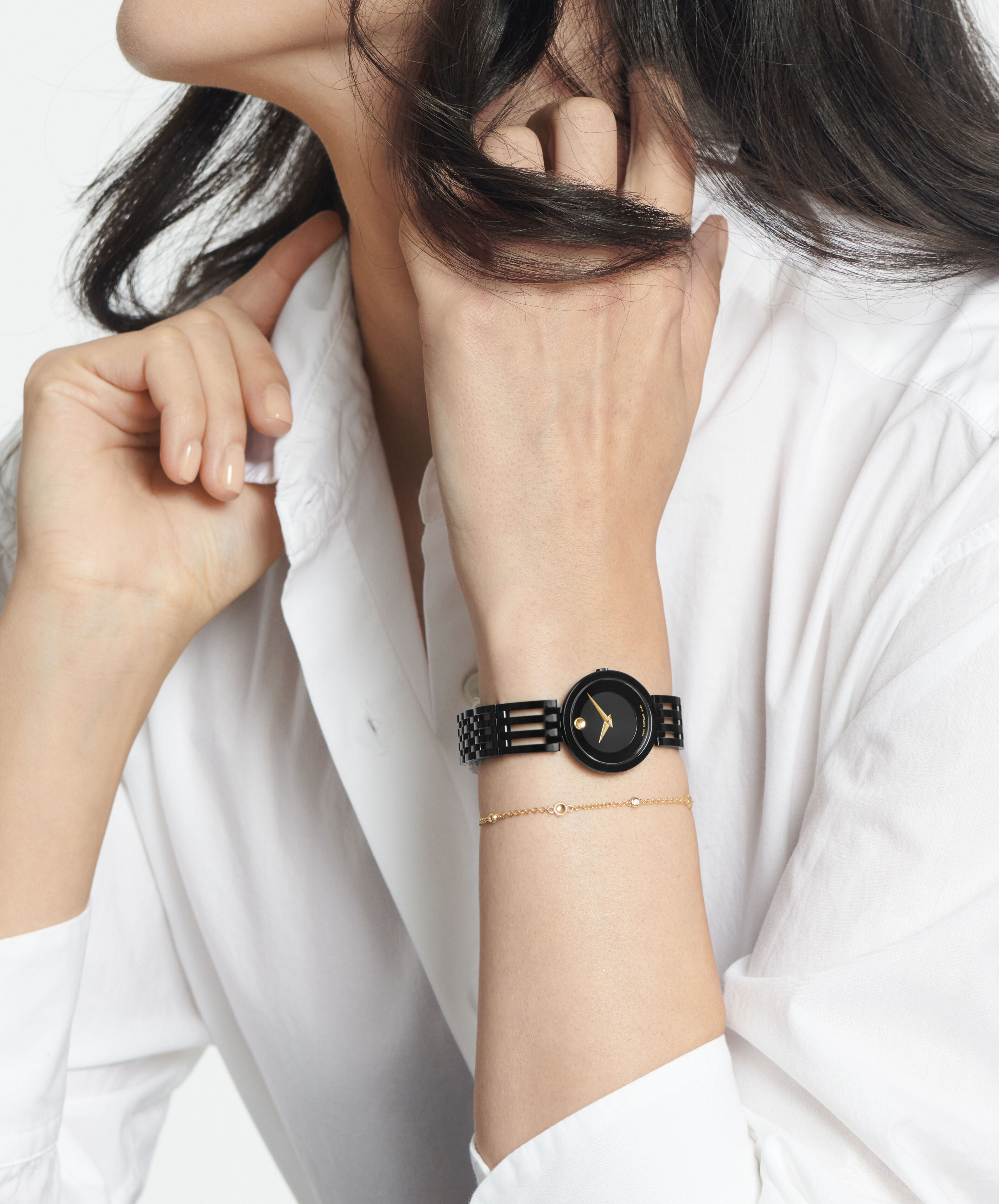 Movado Bold Gold Dial Gold Mesh Bracelet Watch for Women