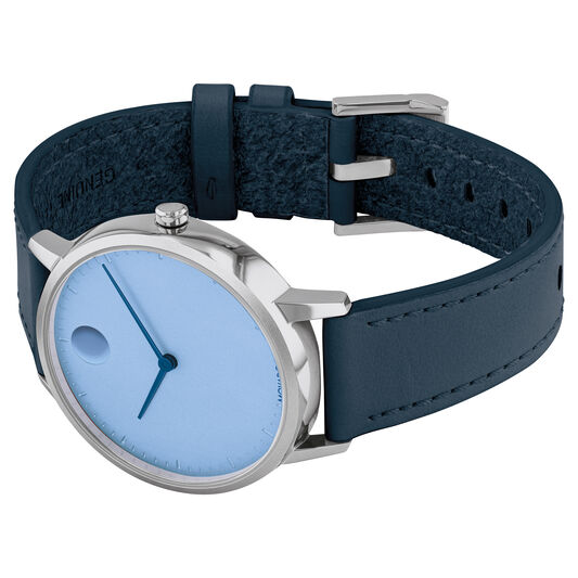 Movado | Movado Face stainless steel watch with light blue dial, blue ...