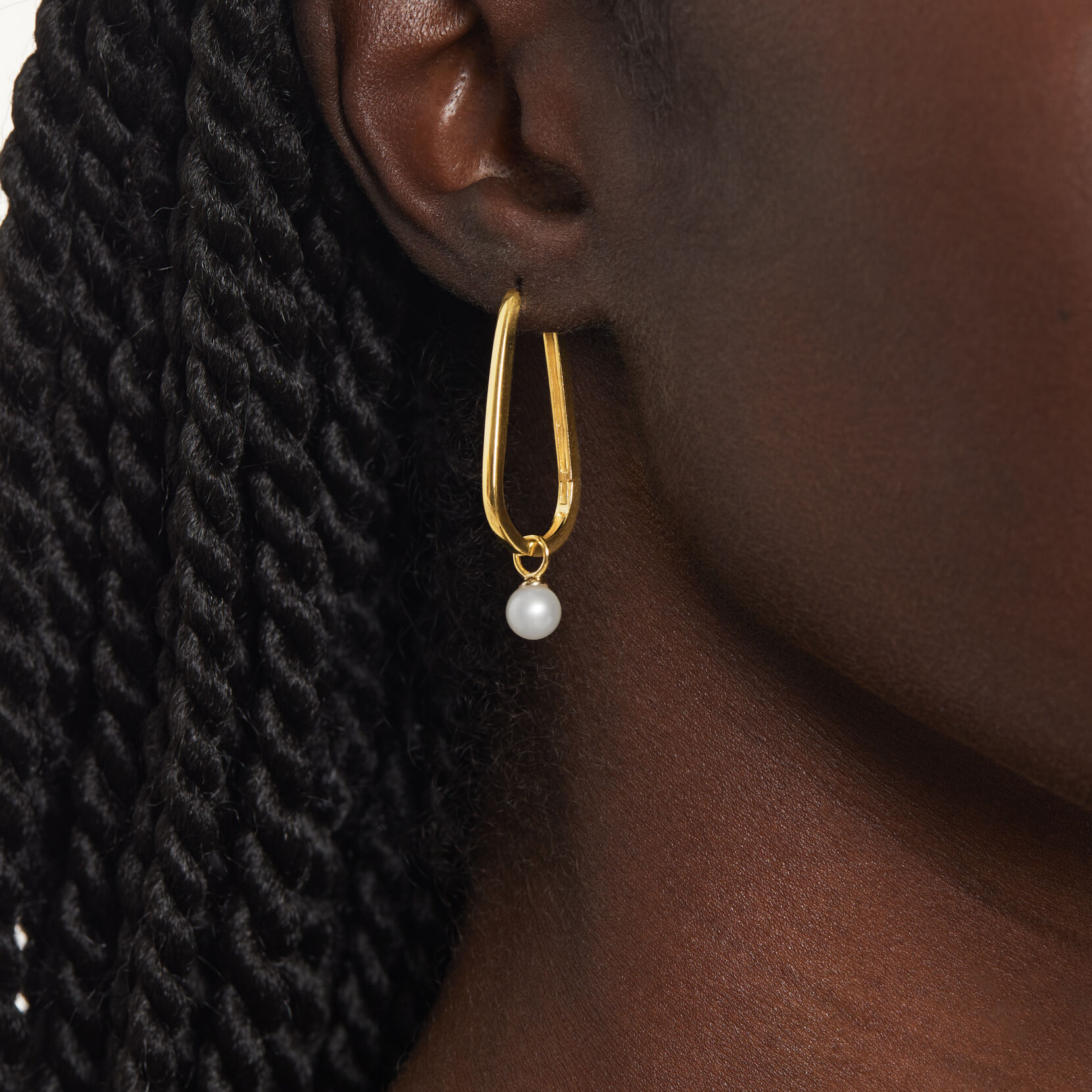 Movado 14K Gold Vermeil Pearl Teardrop Hoop Earring