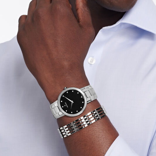 Movado | Faceto Watch with stainless steel bracelet and black dial