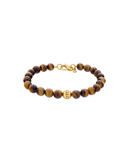 Movado | Beaded Bracelet with tiger eye beads and 14K yellow gold ...
