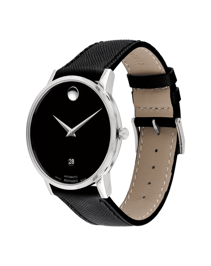 Movado | Movado Museum Classic Automatic Black Leather Strap Watch With  Stainless Steel Case | Schweizer Uhren