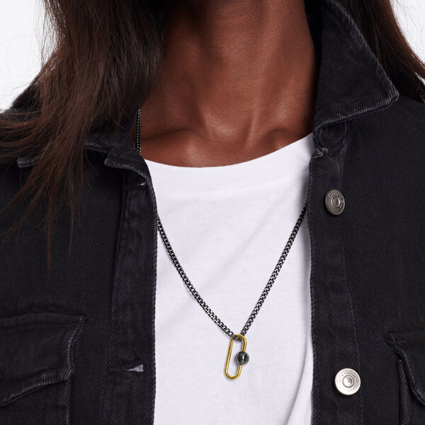Movado  Sphere Lock Collection 14K yellow gold vermeil necklace with a  twisting lock pendant