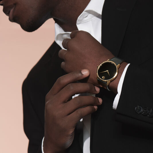 Movado | Museum Classic Men's Gold PVD Watch With Black Strap