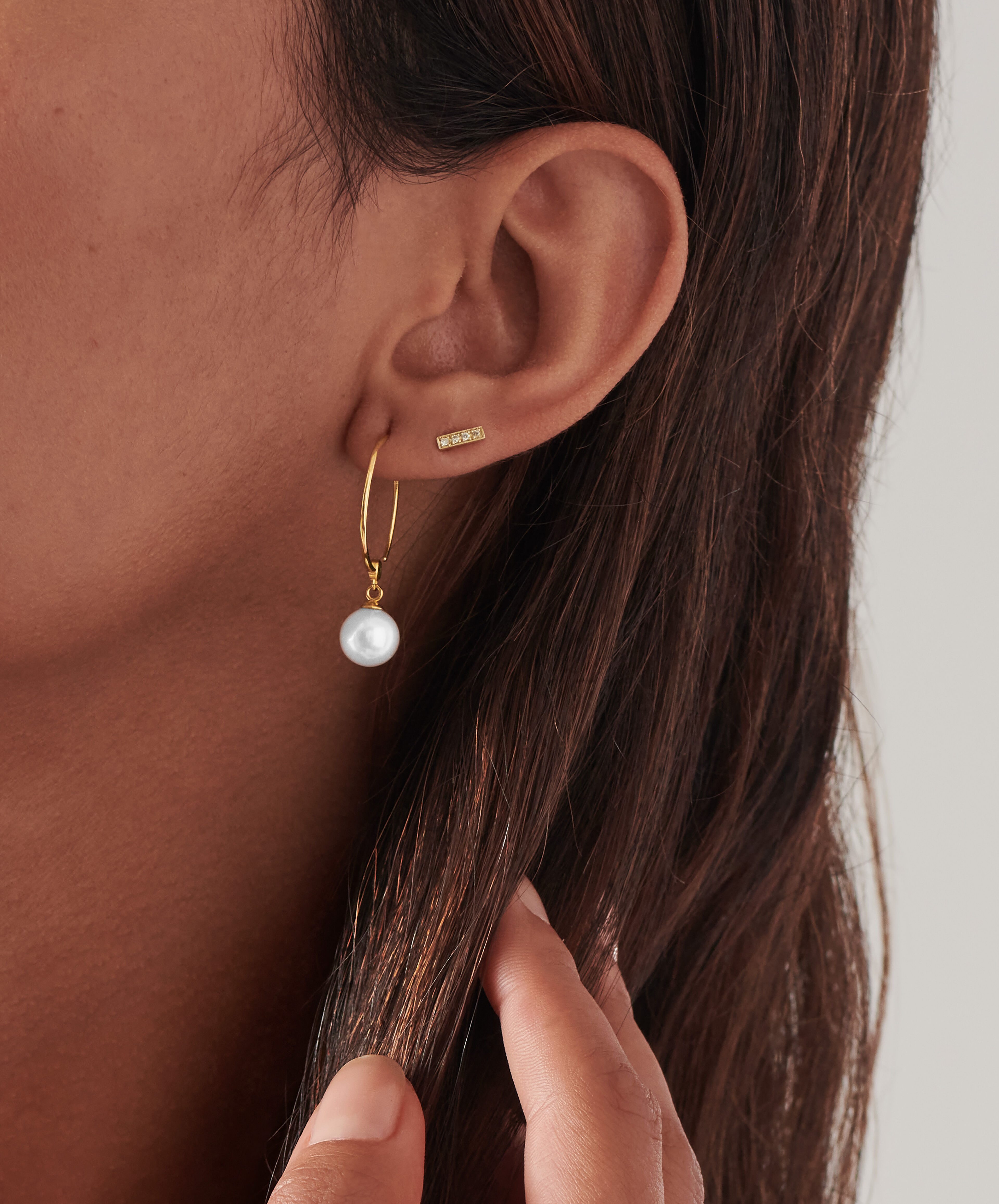Movado | Movado Pearl Collection Gold Hoop Earrings With White Pearl