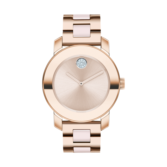 Movado Movado Bold Iconic Pale Rose Gold Watch Dial And