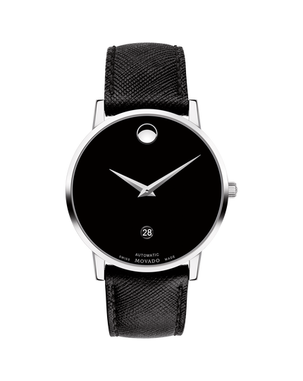 Movado | Movado Museum Classic Automatic Black Leather Strap Watch With Stainless  Steel Case
