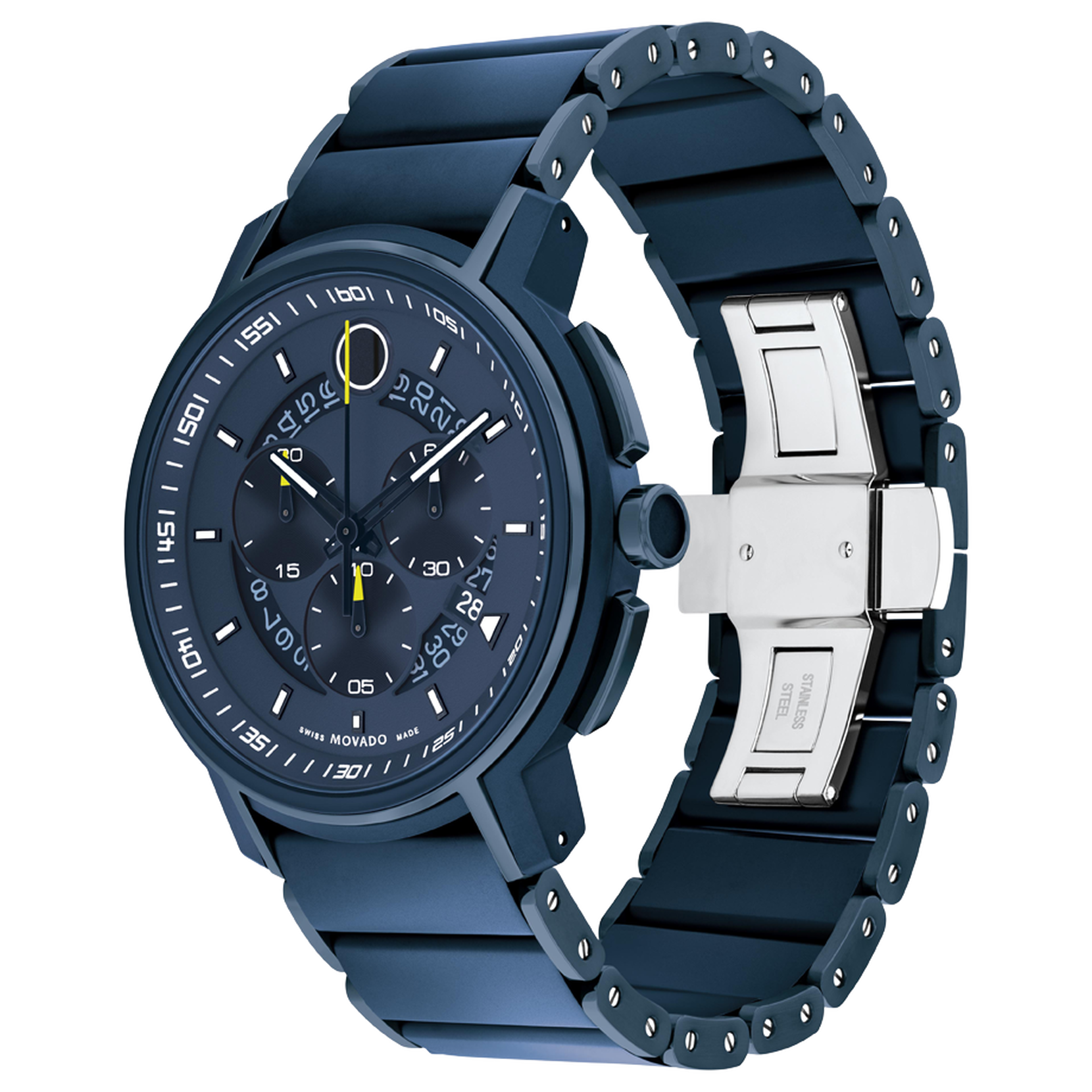 Strato bracelet and blue Chronograph Movado Watch | with blue dial