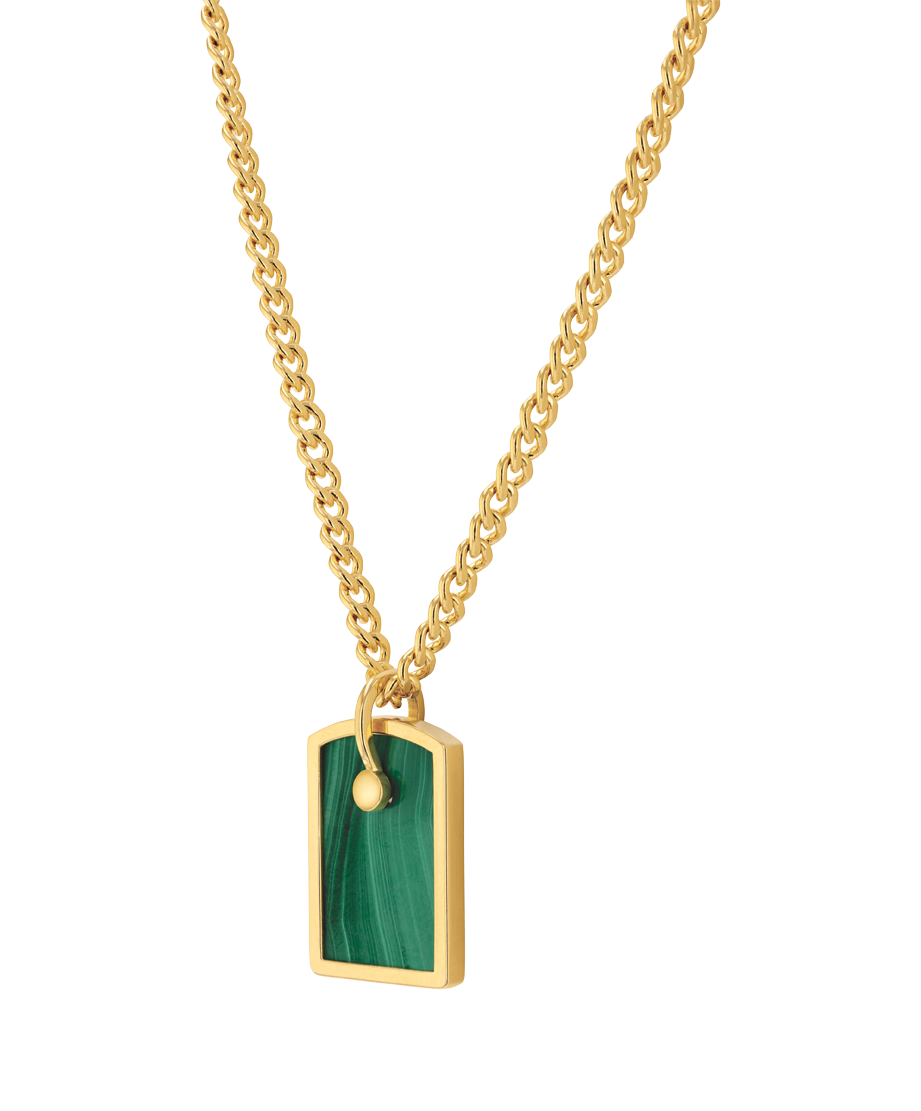 COAI Stainless Steel Figaro Chain Square Malachite Stone Pendant Necklace  for Men - Walmart.com