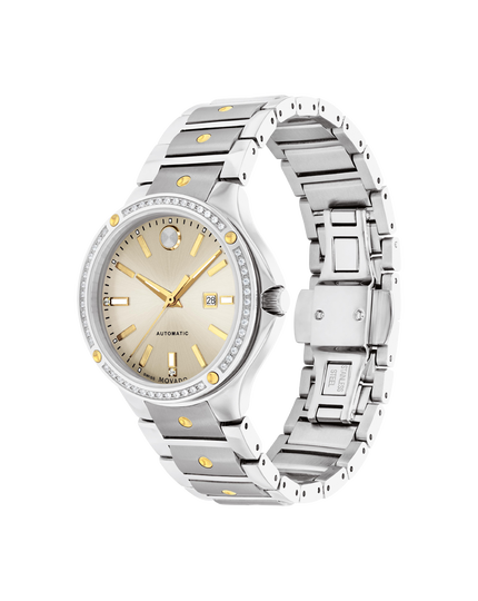 and silver Movado Automatic SE dial gold watch with | bracelet