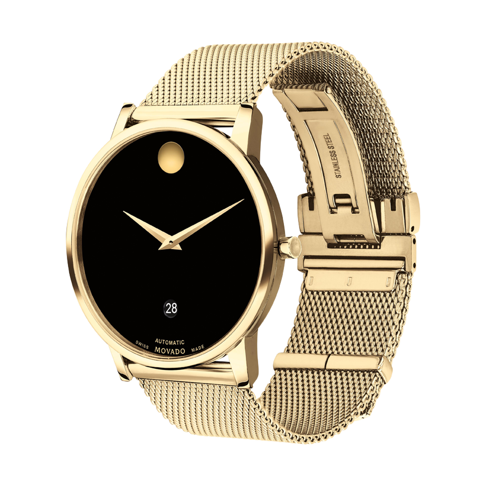 Museum strap Movado black gold and dial with Classic | watch
