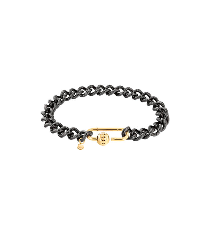 Movado | Sphere Lock Collection black chain bracelet with a 14K yellow ...