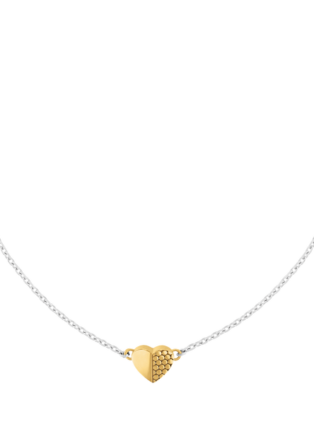 Alta Textured Padlock Heart Chain Necklace