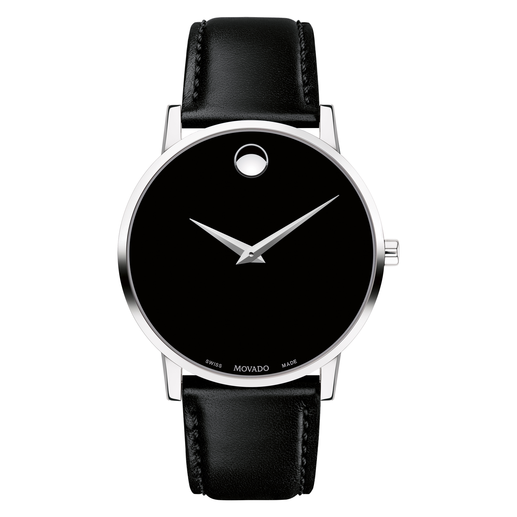 Black Steel Watch Men\'s Classic | Museum Strap Movado With Stainless