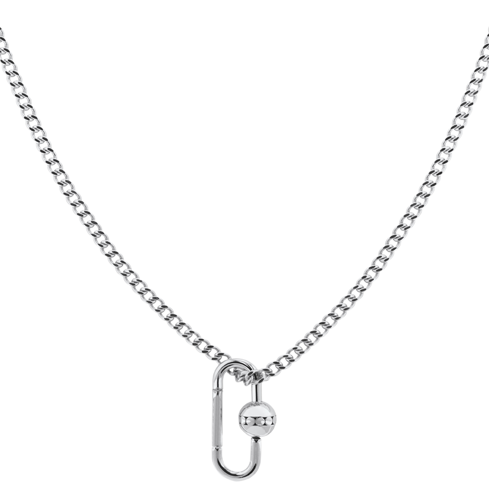 Movado | Sphere Lock Collection Sterling Silver Necklace with A Twisting Pendant