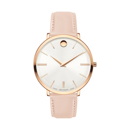 Movado Ultra Slim Stainless Steel Light Pink Watch