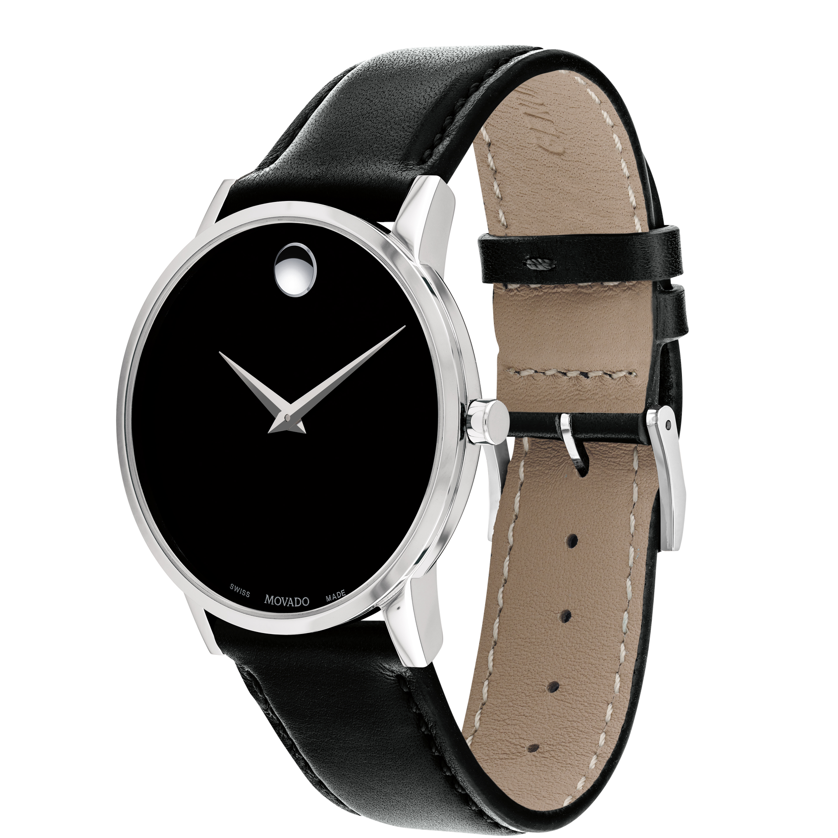 Movado | Strap Black Men\'s With Classic Stainless Watch Steel Museum