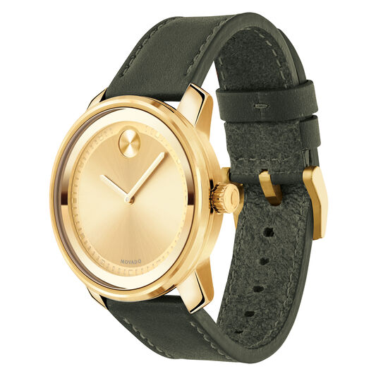 Movado Movado Bold Gold Watch Dial And Accents With Green Strap