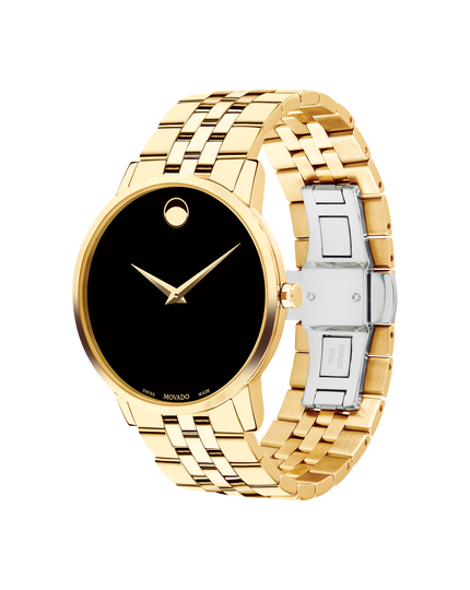 Classic PVD Movado Watch Gold Museum Dial | With Men\'s Bracelet Black