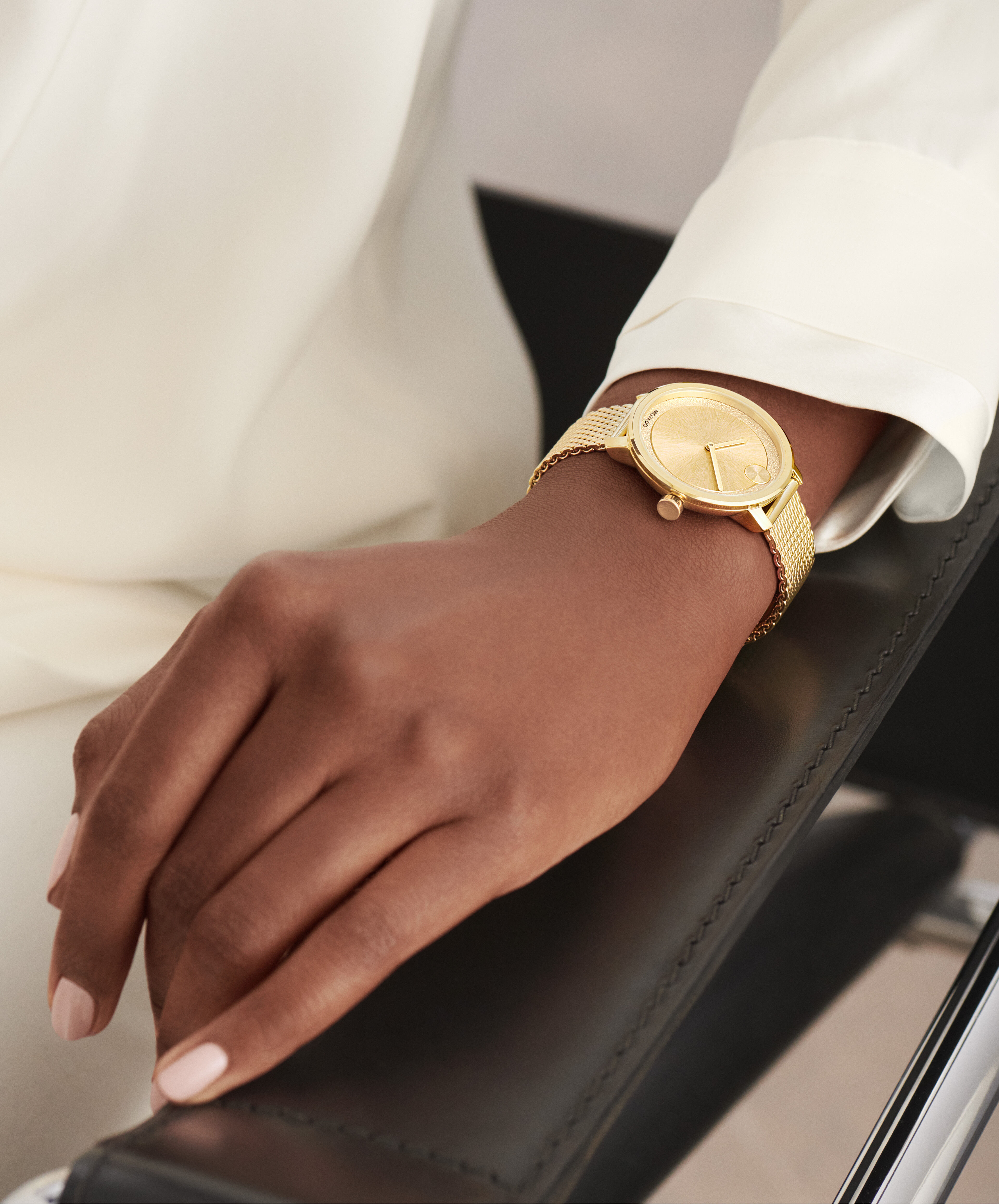 Movado | Movado BOLD gold watch with gold dial and mesh bracelet