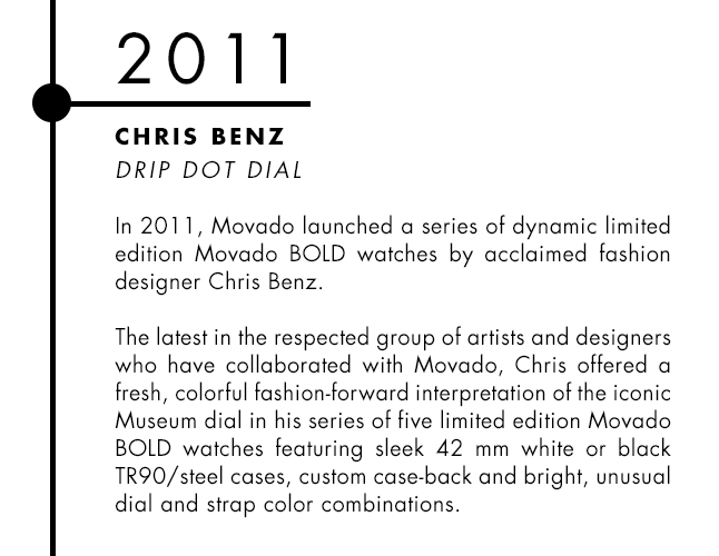 Chris Benz and Movado designer watch collaboration